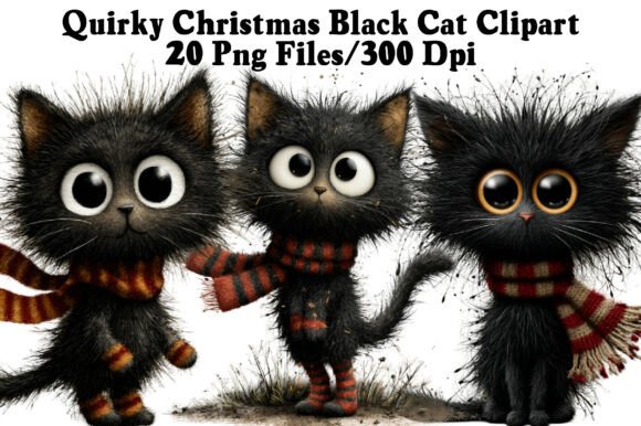 Download Quirky Christmas Black Cat Clipart - Black cat clipart Collection