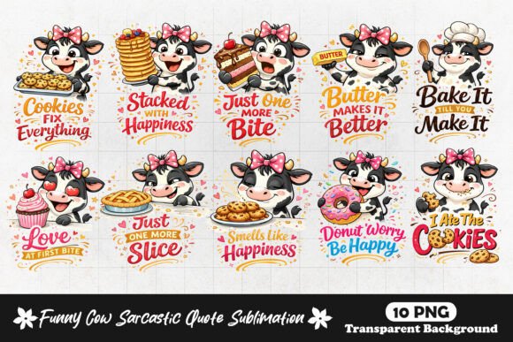 Download Cute Cow Dessert Quotes Funny Baking PNG - Funny Collection