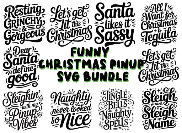 Download Funny Christmas Pinup SVG Bundle - Funny Collection