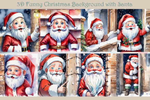 Download 3D Funny Christmas Background with Santa - Funny Collection