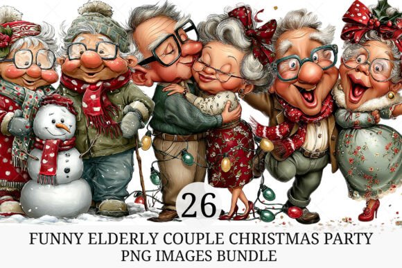 Download Funny Elderly Couple Christmas Party PNG - Funny Collection
