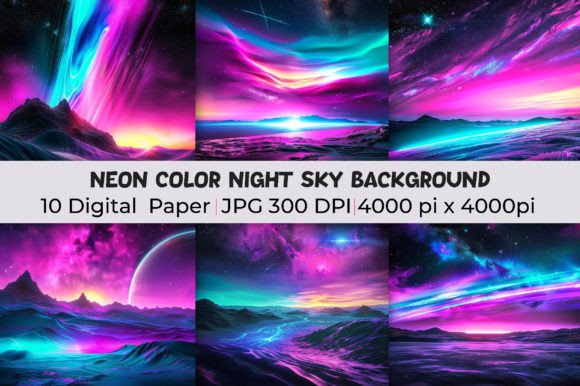 Download Neon Color Night Sky Background - Night sky background Collection