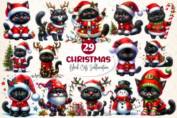 Download Christmas Black Cat Clipart, Funny Cats - Funny Collection