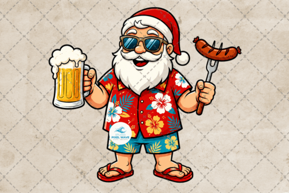 Download Christmas in July Summer Funny Santa Png - Funny Collection
