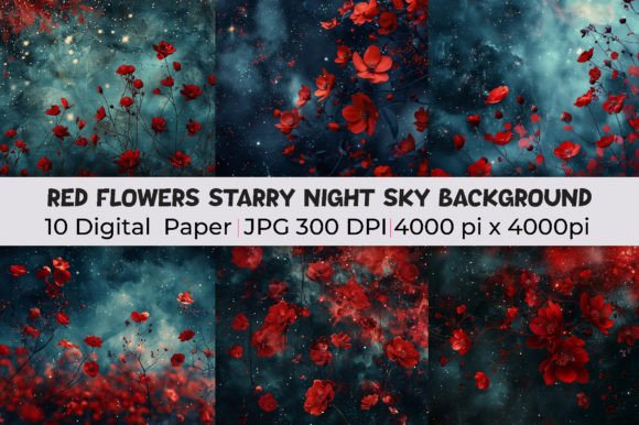 Download Red Flowers Starry Night Sky Background - Night sky background Collection