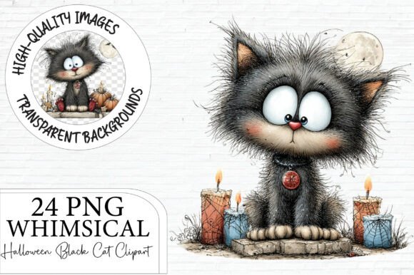 Download Whimsical Halloween Black Cat Clipart - Black cat clipart Collection