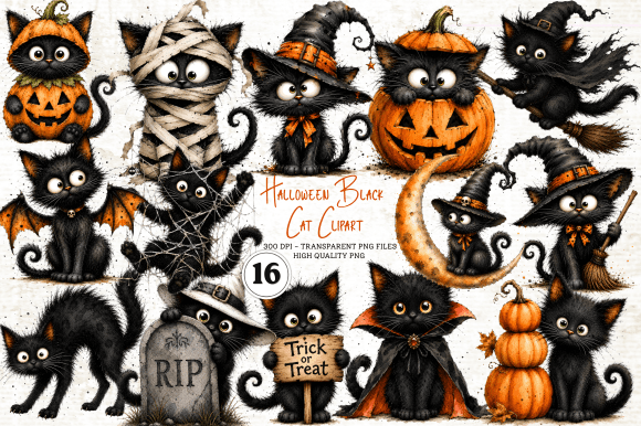 Download Halloween Black Cat Clipart PNG - Black cat clipart Collection