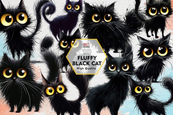 Download Fluffy Black Cat Clipart PNG Graphics - Black cat clipart Collection