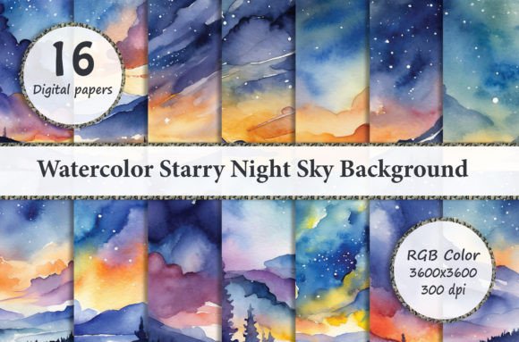Download Watercolor Starry Night Sky Background - Night sky background Collection